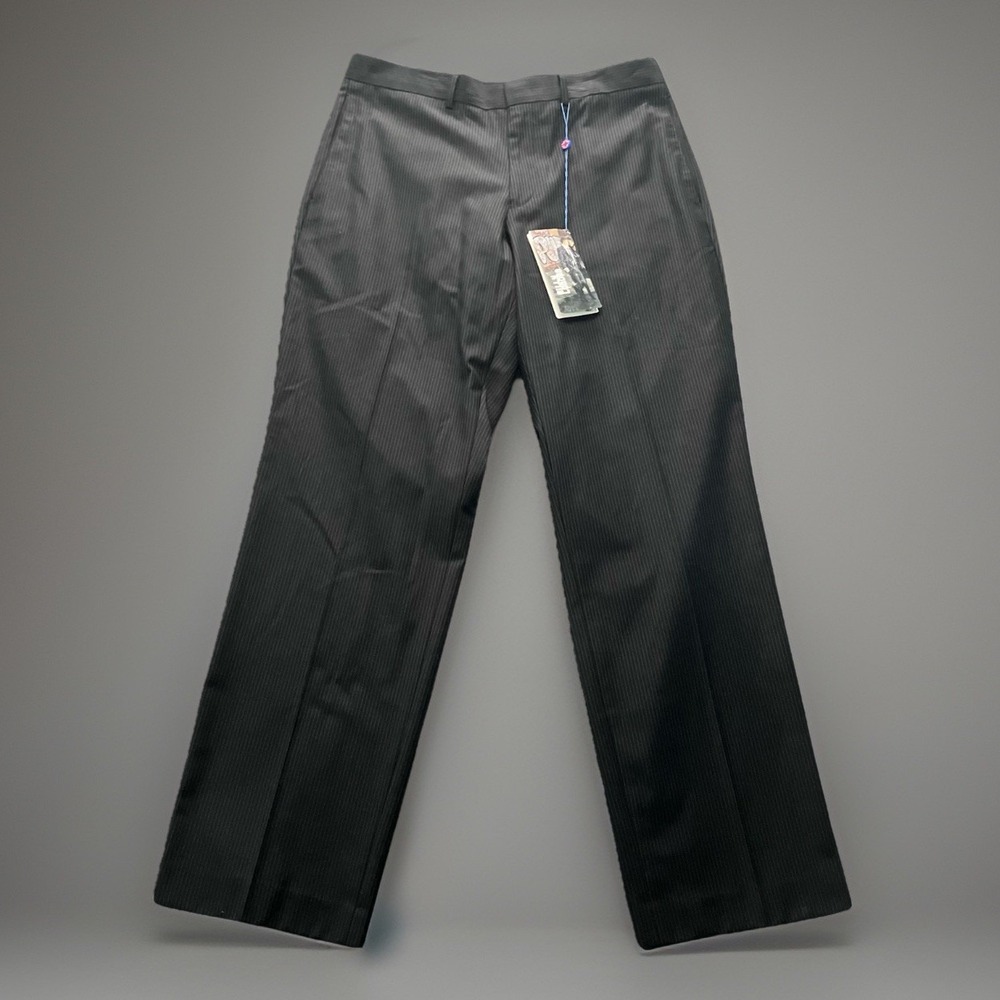 Billy London Pants Mens 34x32 Black Pinstripe Office Occasion Slacks NWT